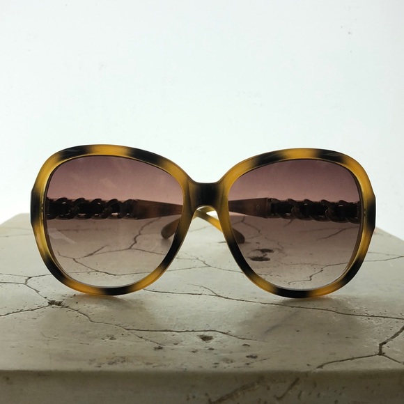 Oleg Cassini Big Round Tortoise Shell Frame And Arm Tan Tint - Picture 2 of 7